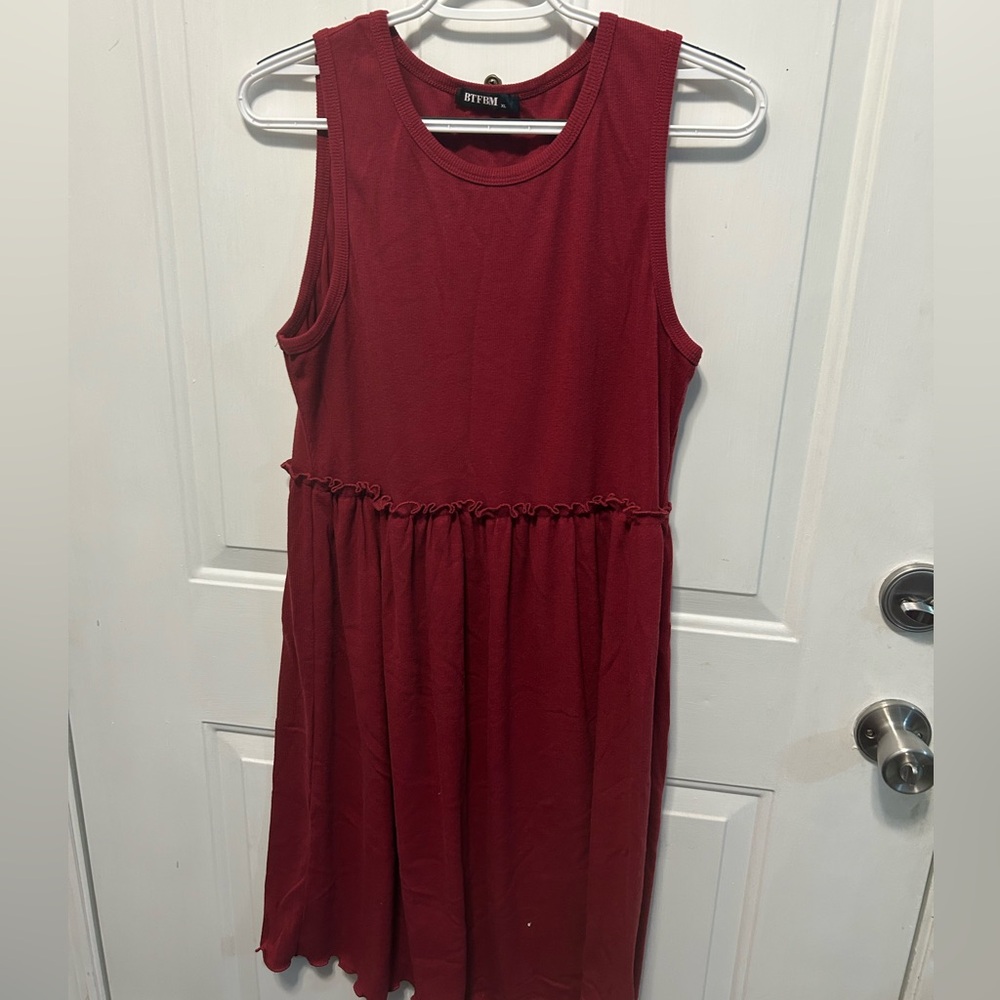 Wine red cotton dress